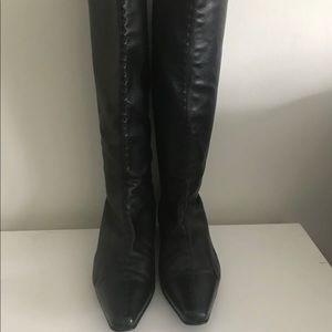 Saks Fifth Avenue Black Leather Stitch Boots 8